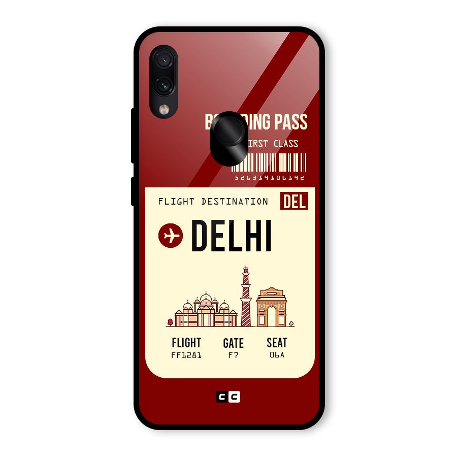 Delhi Boarding Pass Glass Back Case for Redmi Note 7