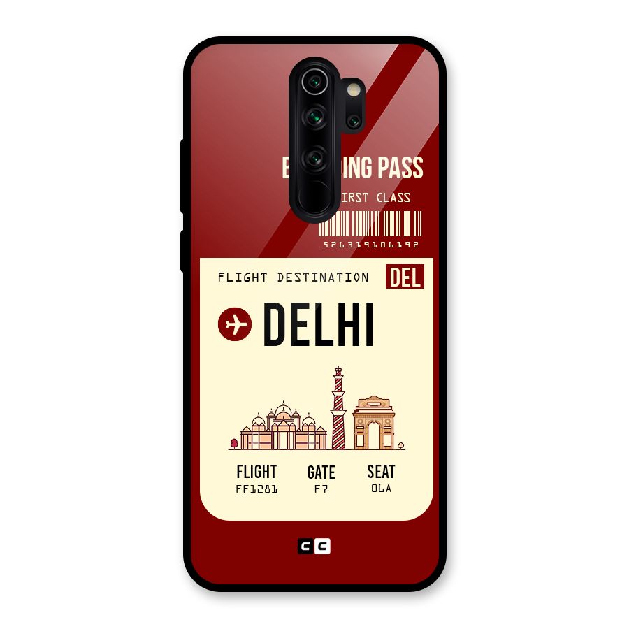 Delhi Boarding Pass Glass Back Case for Redmi Note 8 Pro