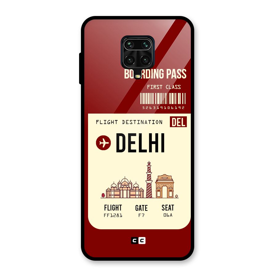Delhi Boarding Pass Glass Back Case for Redmi Note 9 Pro