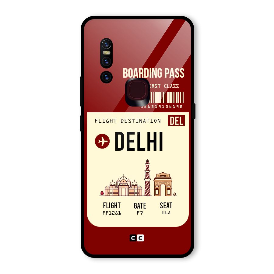 Delhi Boarding Pass Glass Back Case for Vivo V15