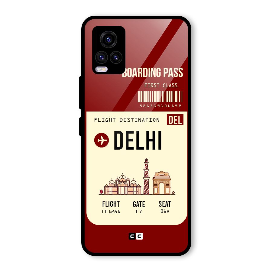 Delhi Boarding Pass Glass Back Case for Vivo V20