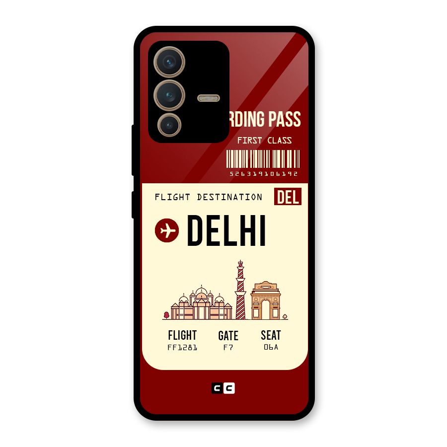 Delhi Boarding Pass Glass Back Case for Vivo V23 5G