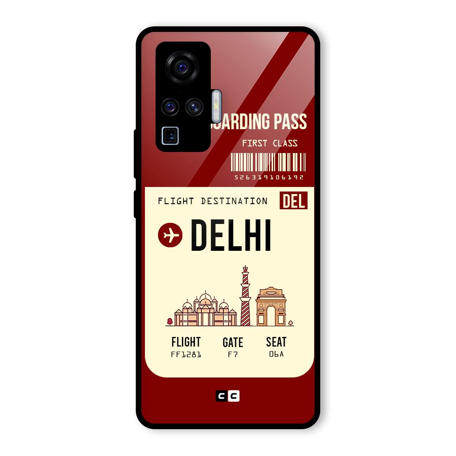 Delhi Boarding Pass Glass Back Case for Vivo X50 Pro