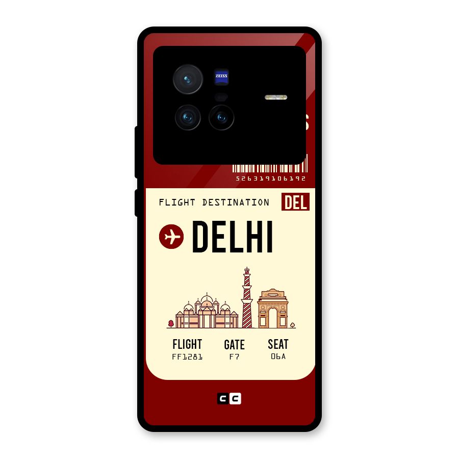 Delhi Boarding Pass Glass Back Case for Vivo X80