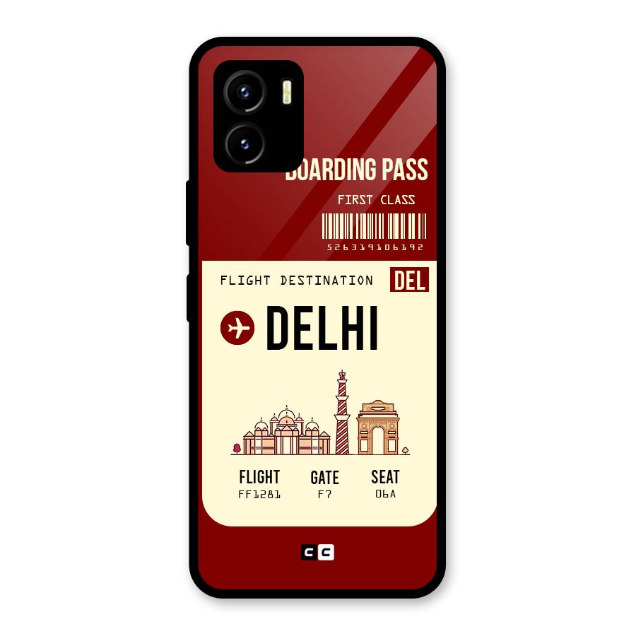Delhi Boarding Pass Glass Back Case for Vivo Y15s