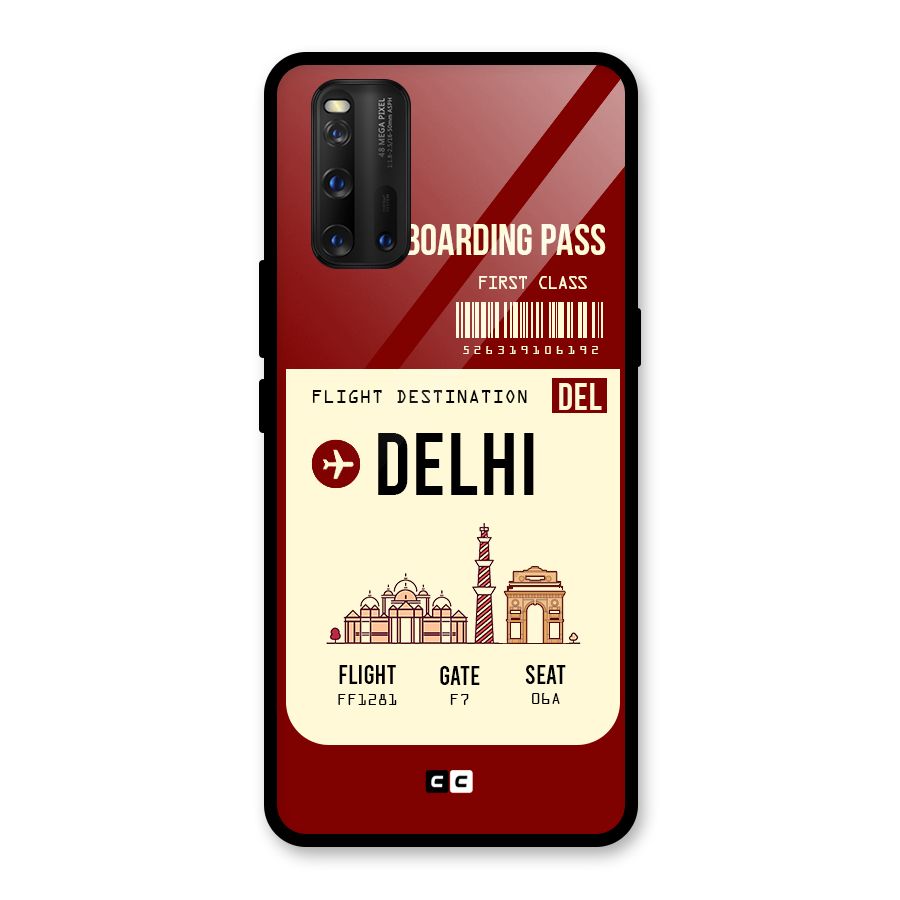Delhi Boarding Pass Glass Back Case for Vivo iQOO 3