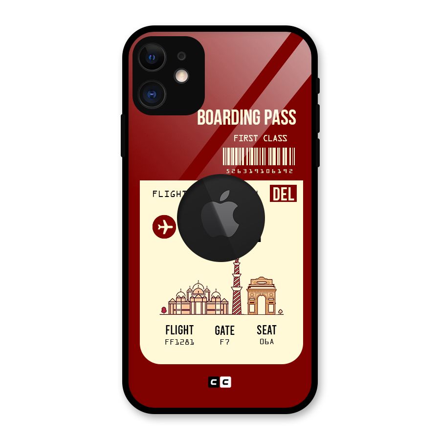 Delhi Boarding Pass Glass Back Case for iPhone 11 Logo Cut