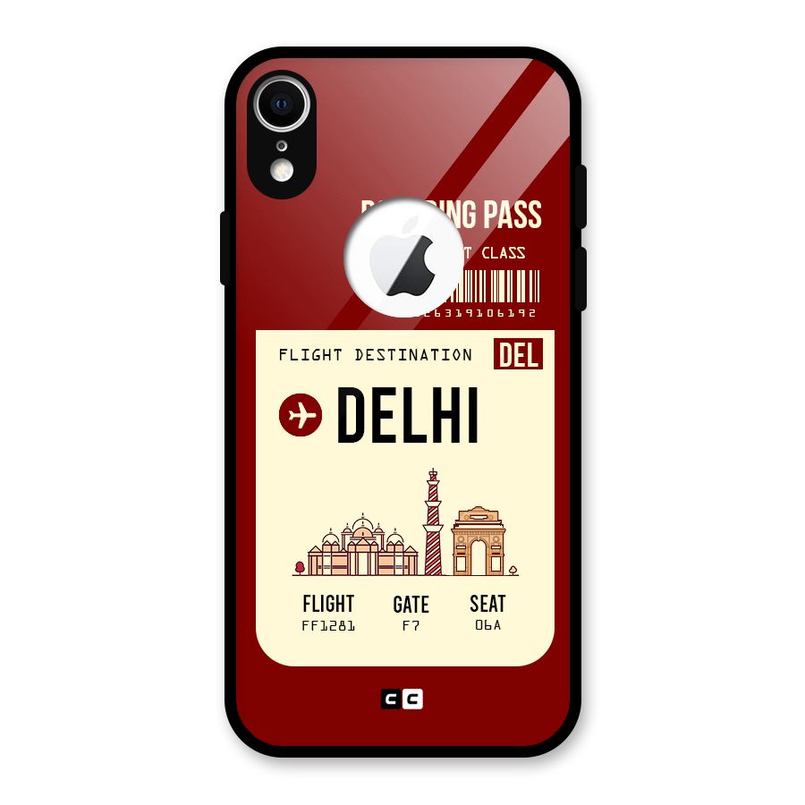 Delhi Boarding Pass Glass Back Case for iPhone XR Logo Cut