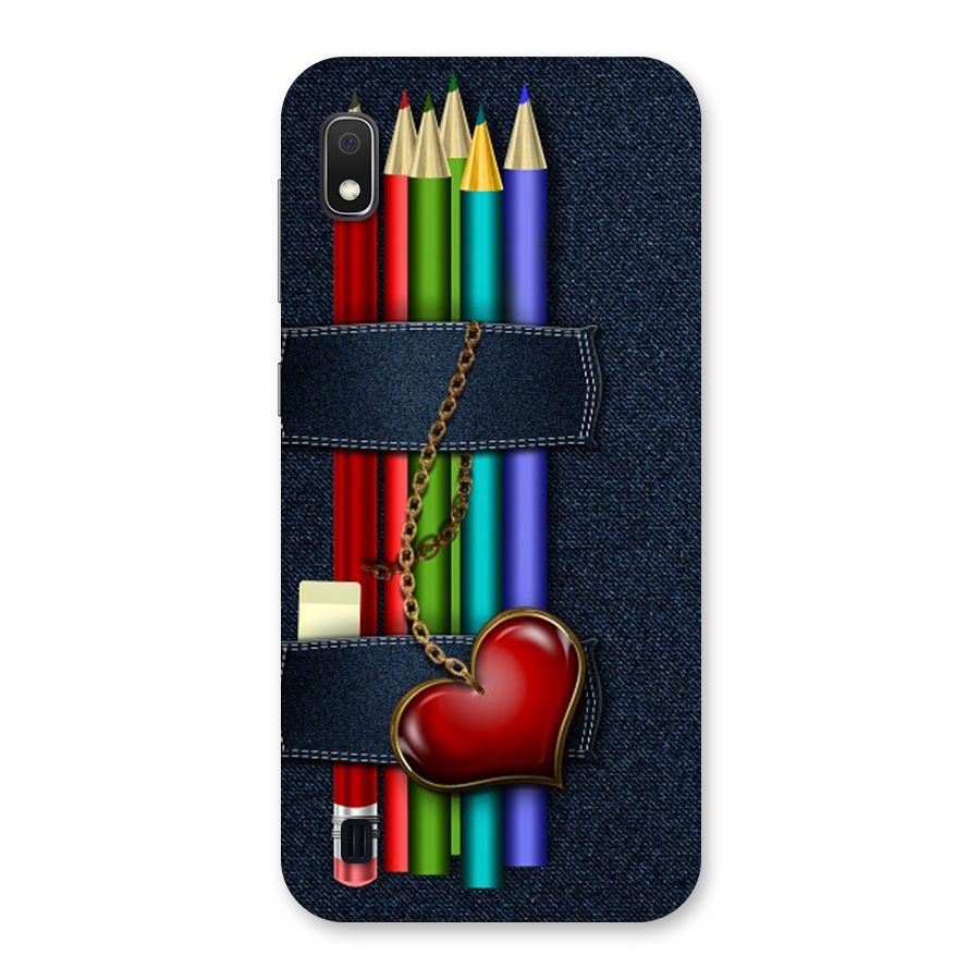 Denim Colorful Pencils Back Case for Galaxy A10