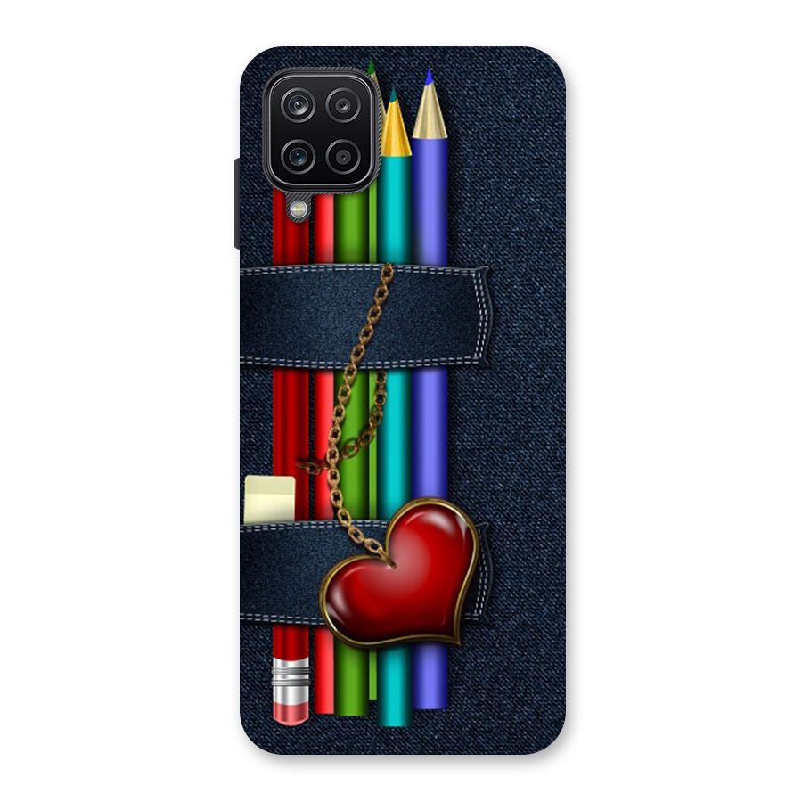 Denim Colorful Pencils Back Case for Galaxy A12