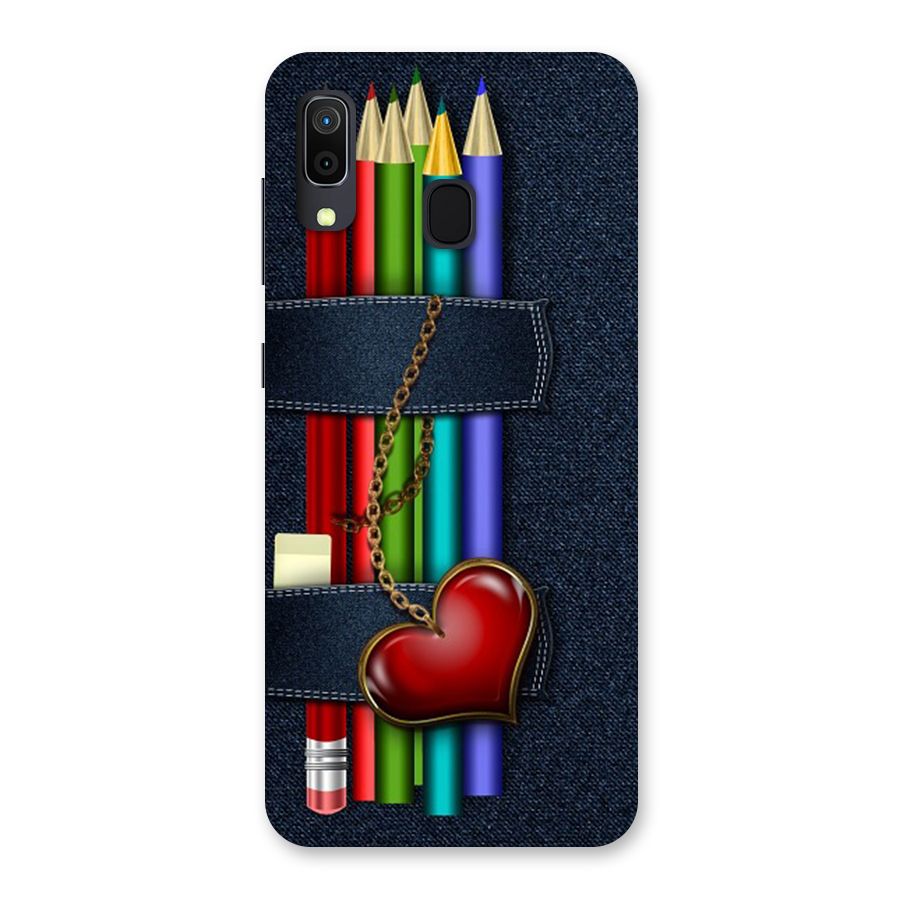 Denim Colorful Pencils Back Case for Galaxy A30