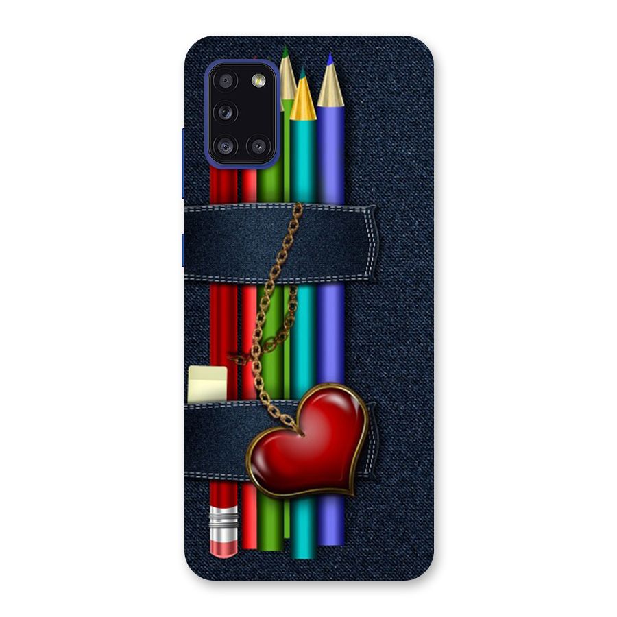 Denim Colorful Pencils Back Case for Galaxy A31