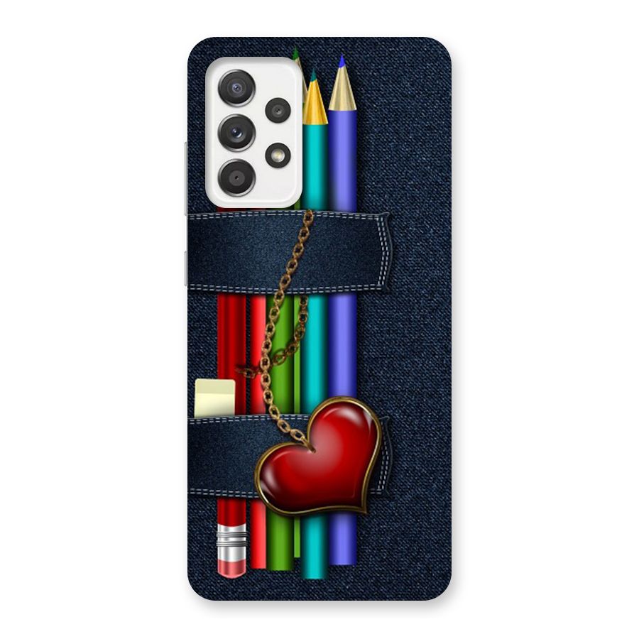 Denim Colorful Pencils Back Case for Galaxy A52