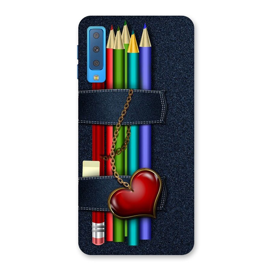 Denim Colorful Pencils Back Case for Galaxy A7 (2018)
