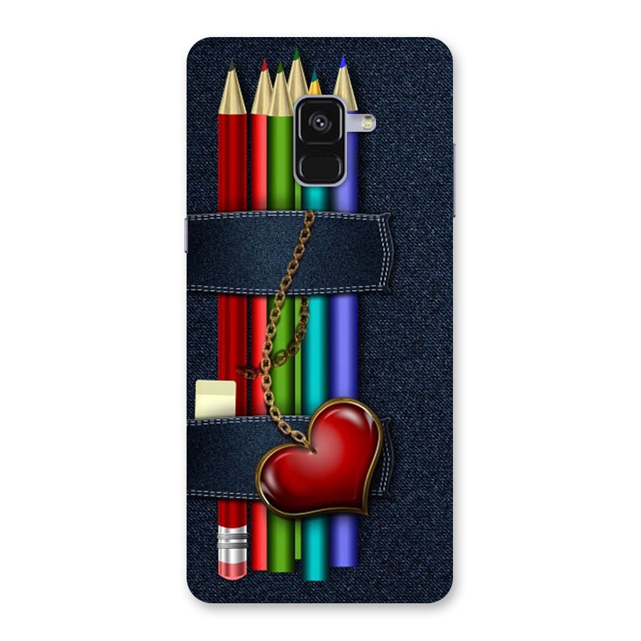 Denim Colorful Pencils Back Case for Galaxy A8 Plus
