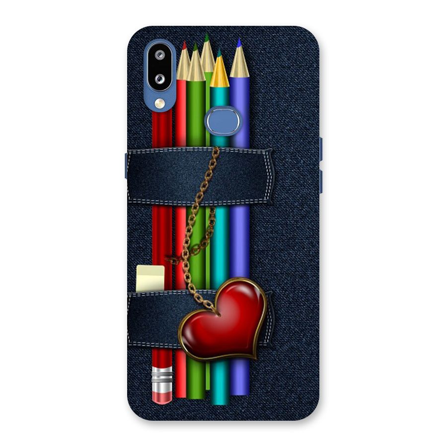 Denim Colorful Pencils Back Case for Galaxy M01s