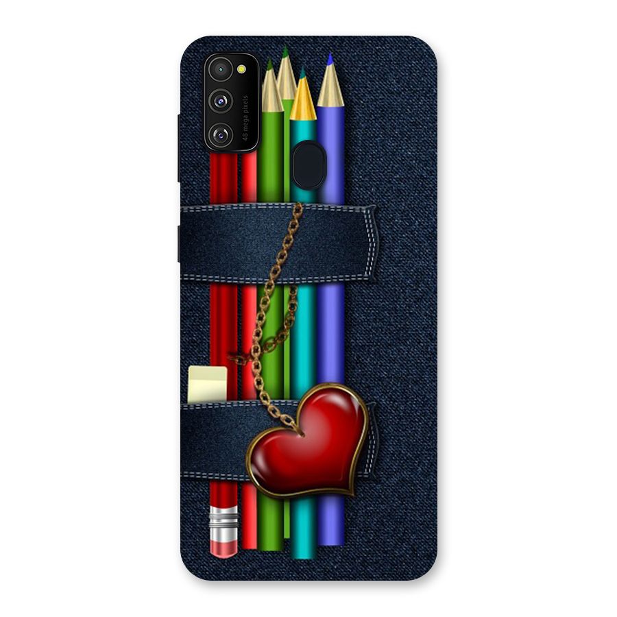 Denim Colorful Pencils Back Case for Galaxy M30s