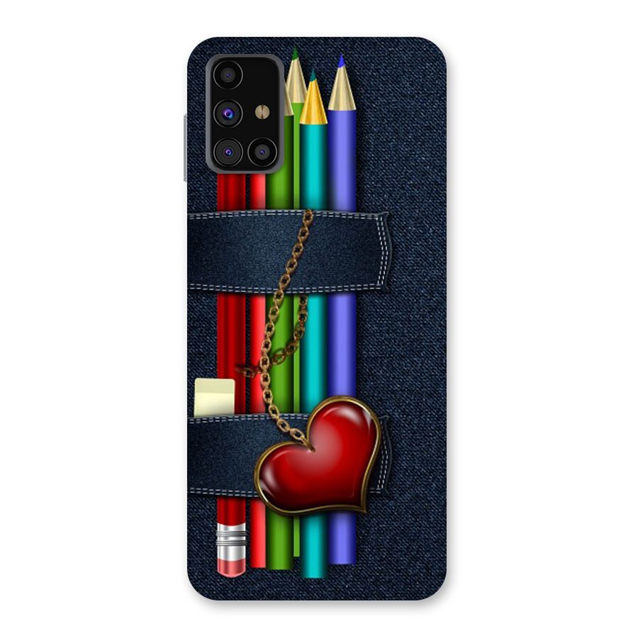 Denim Colorful Pencils Back Case for Galaxy M31s