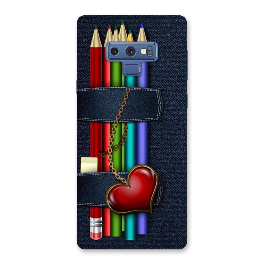 Denim Colorful Pencils Back Case for Galaxy Note 9