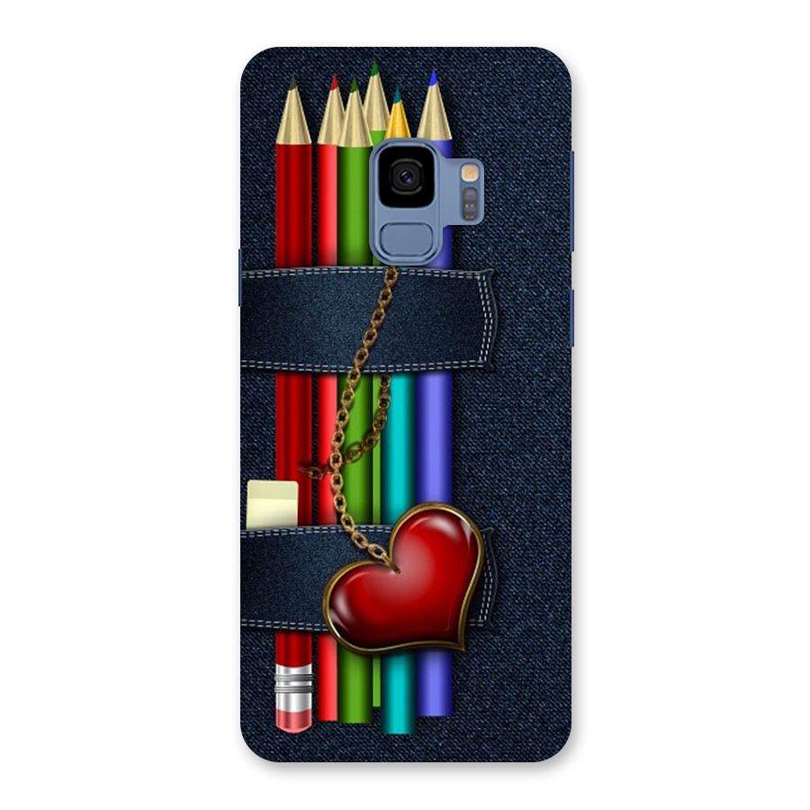 Denim Colorful Pencils Back Case for Galaxy S9
