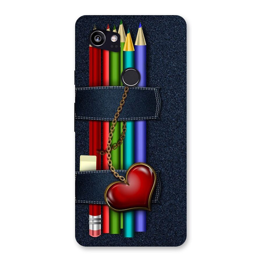 Denim Colorful Pencils Back Case for Google Pixel 2 XL