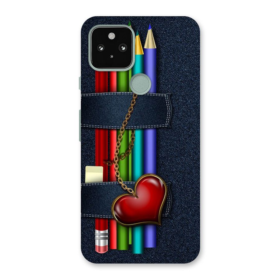 Denim Colorful Pencils Back Case for Google Pixel 5