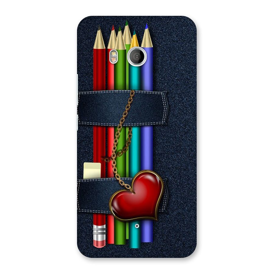 Denim Colorful Pencils Back Case for HTC U11