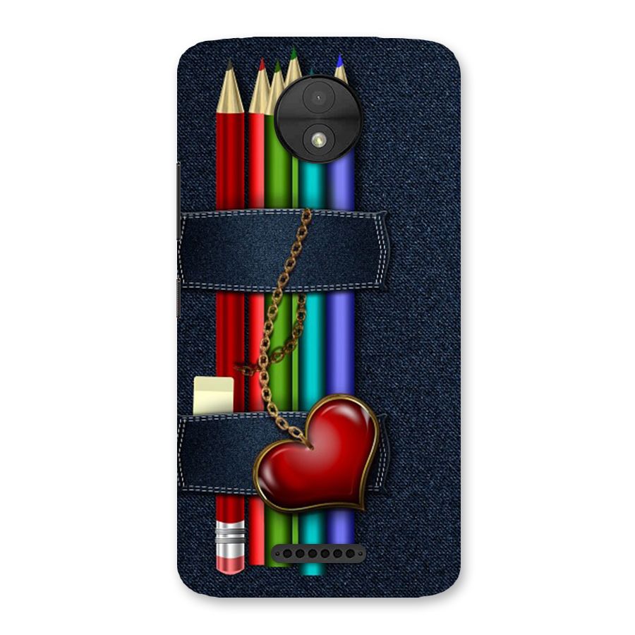Denim Colorful Pencils Back Case for Moto C