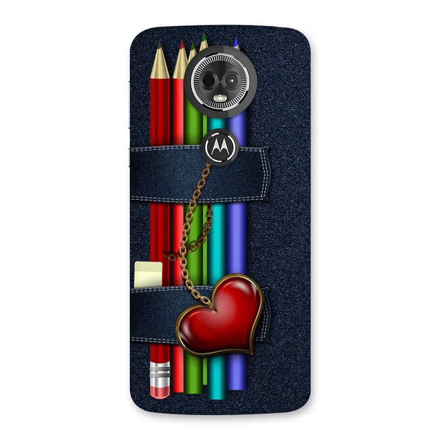 Denim Colorful Pencils Back Case for Moto E5 Plus