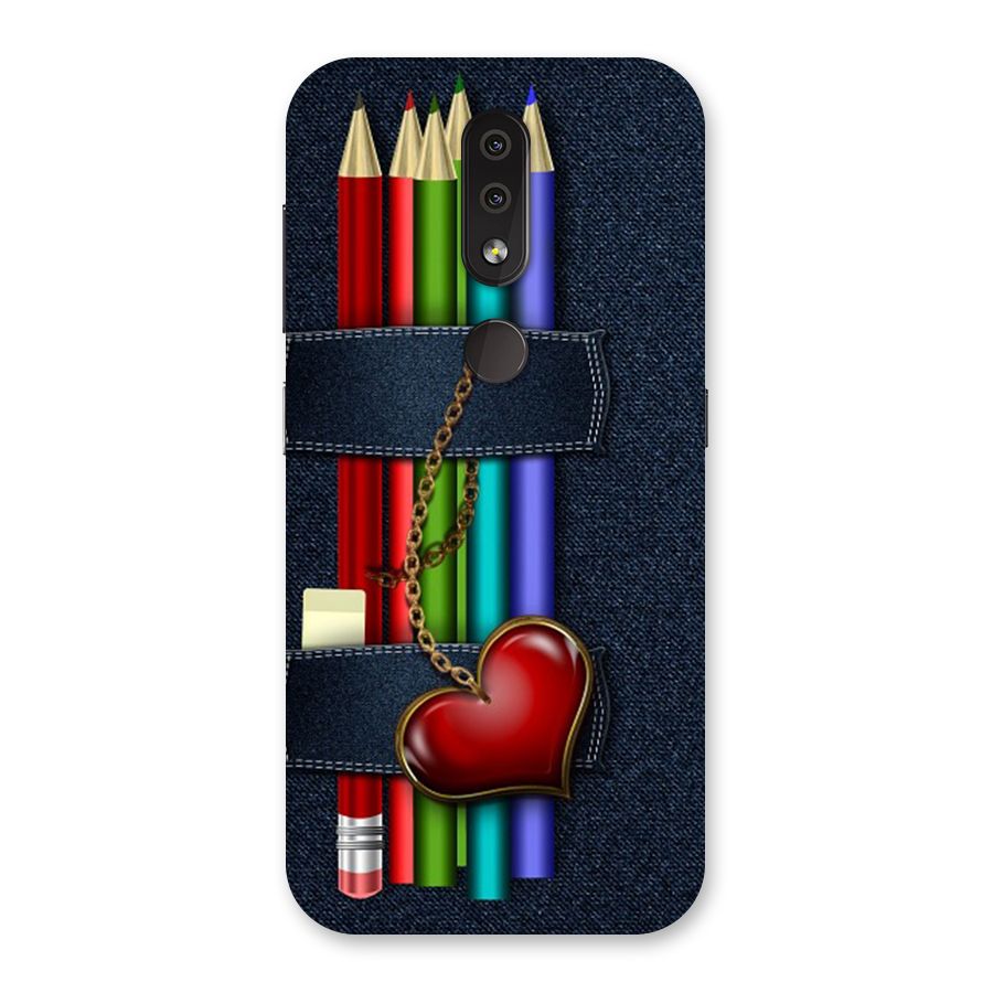 Denim Colorful Pencils Back Case for Nokia 4.2