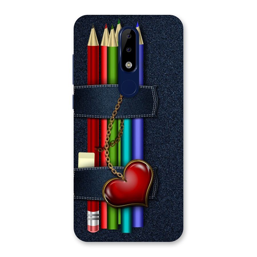 Denim Colorful Pencils Back Case for Nokia 5.1 Plus