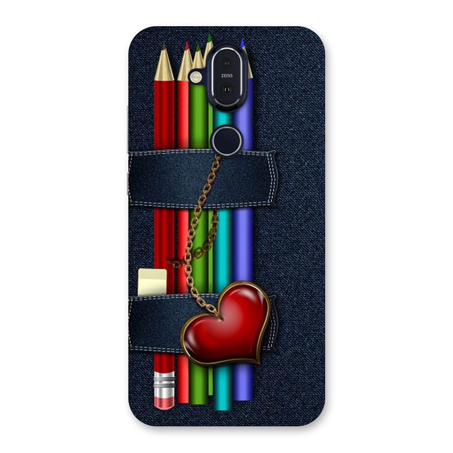 Denim Colorful Pencils Back Case for Nokia 8.1