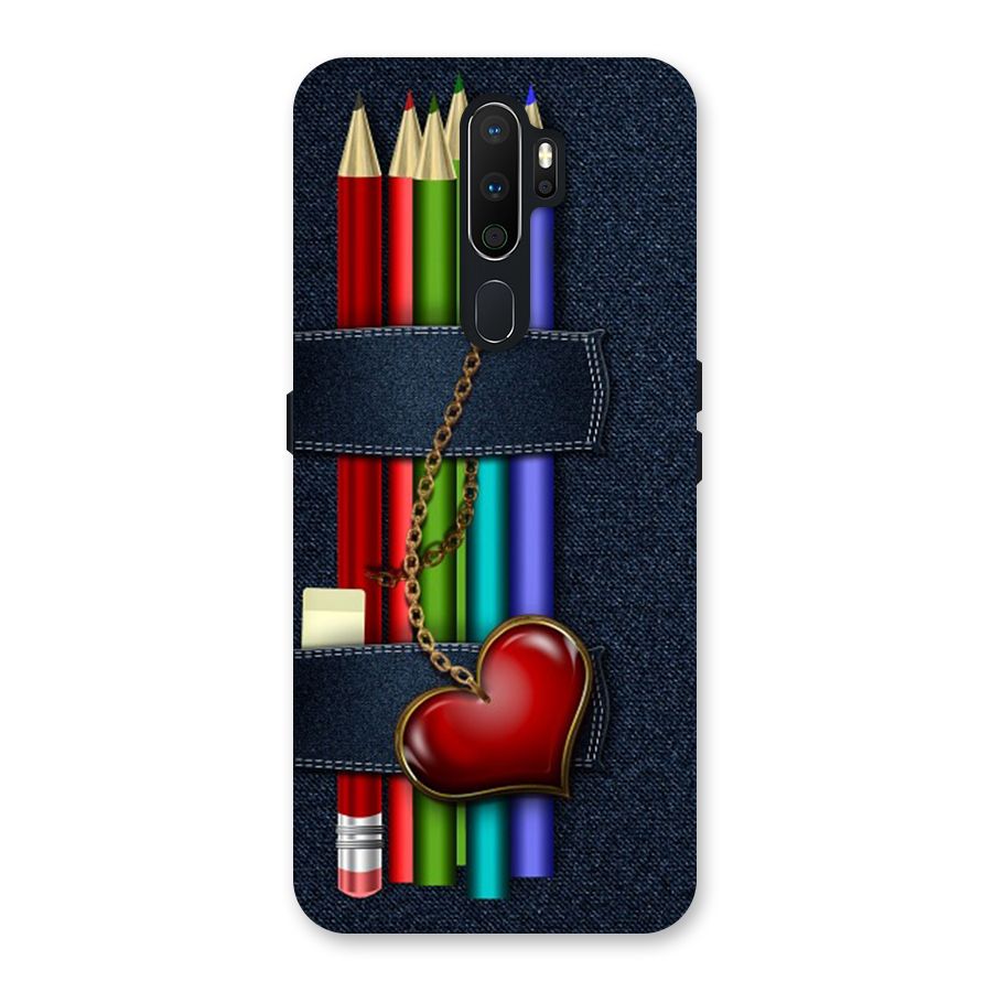 Denim Colorful Pencils Back Case for Oppo A5 (2020)