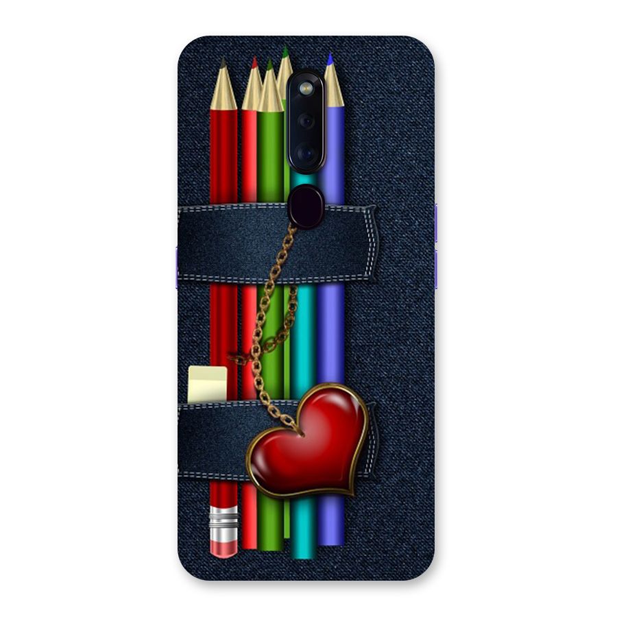 Denim Colorful Pencils Back Case for Oppo F11 Pro