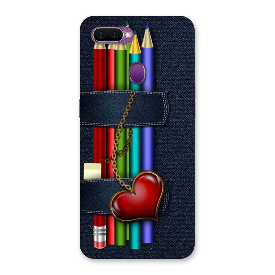 Denim Colorful Pencils Back Case for Oppo F9