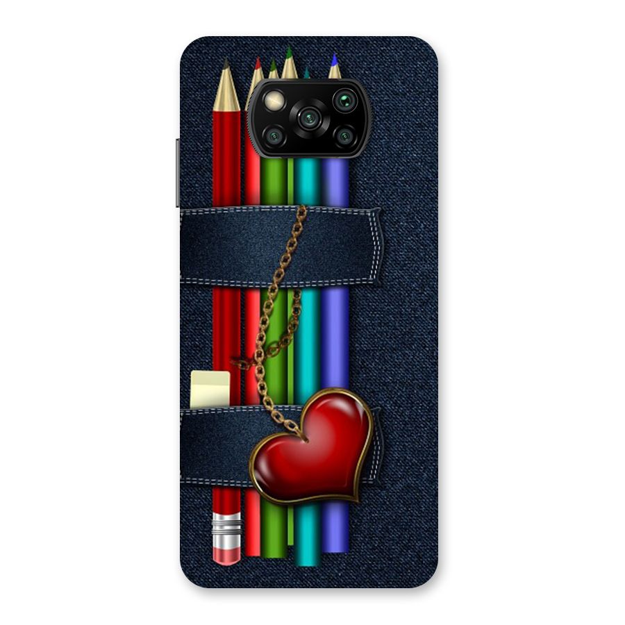 Denim Colorful Pencils Back Case for Poco X3