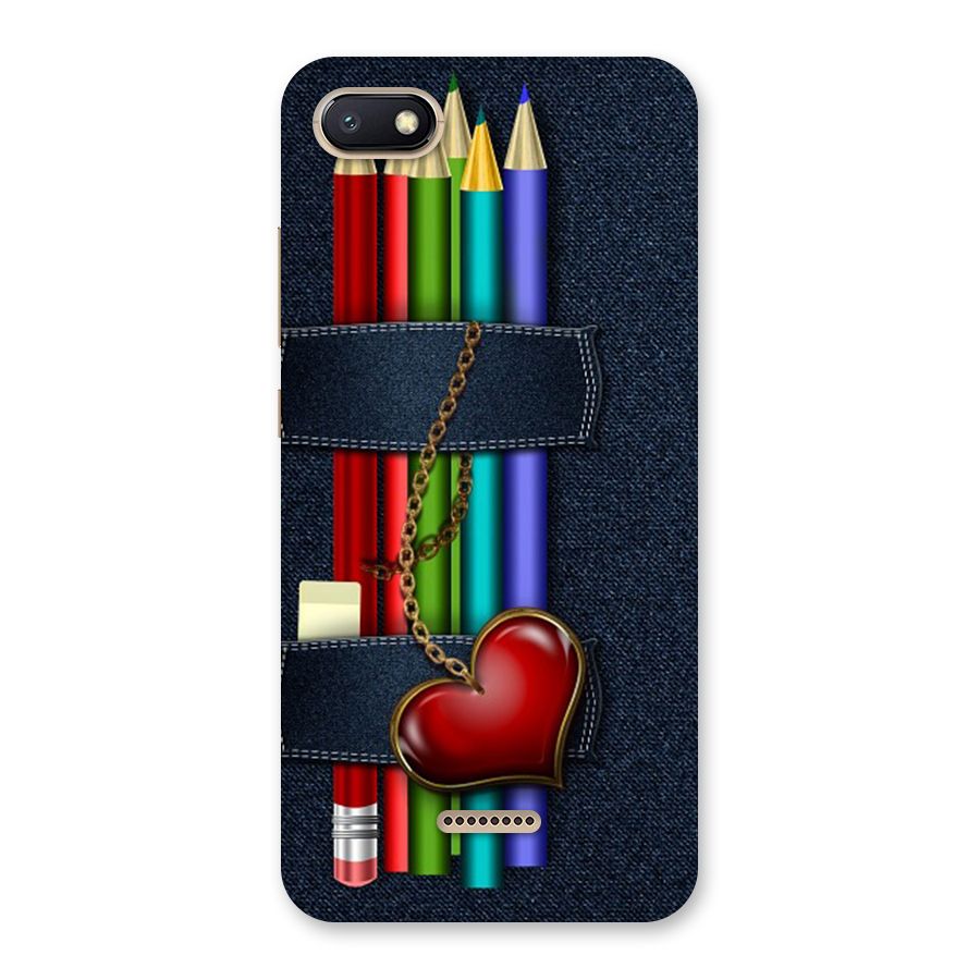 Denim Colorful Pencils Back Case for Redmi 6A
