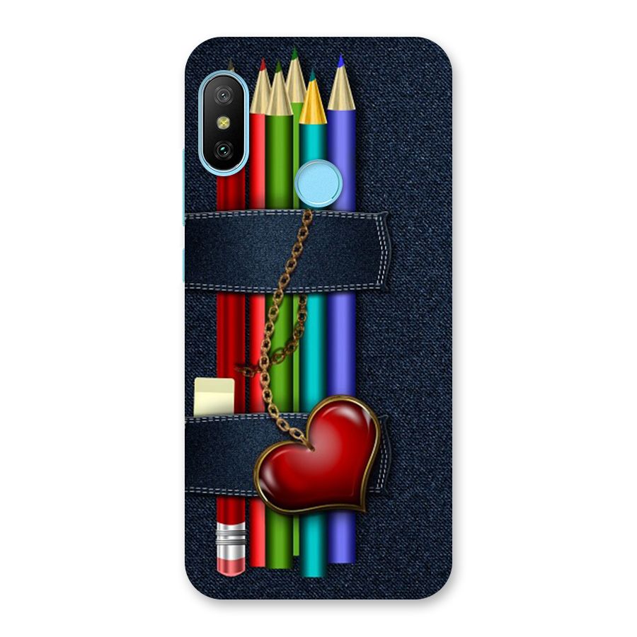 Denim Colorful Pencils Back Case for Redmi 6 Pro