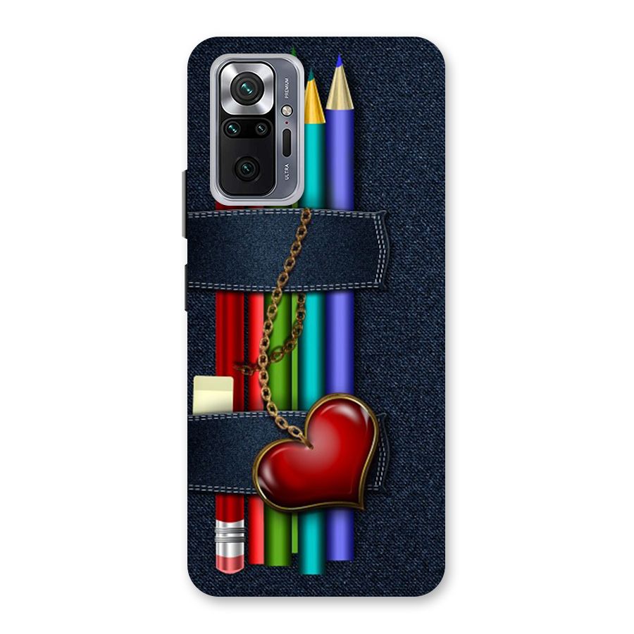 Denim Colorful Pencils Back Case for Redmi Note 10 Pro Max