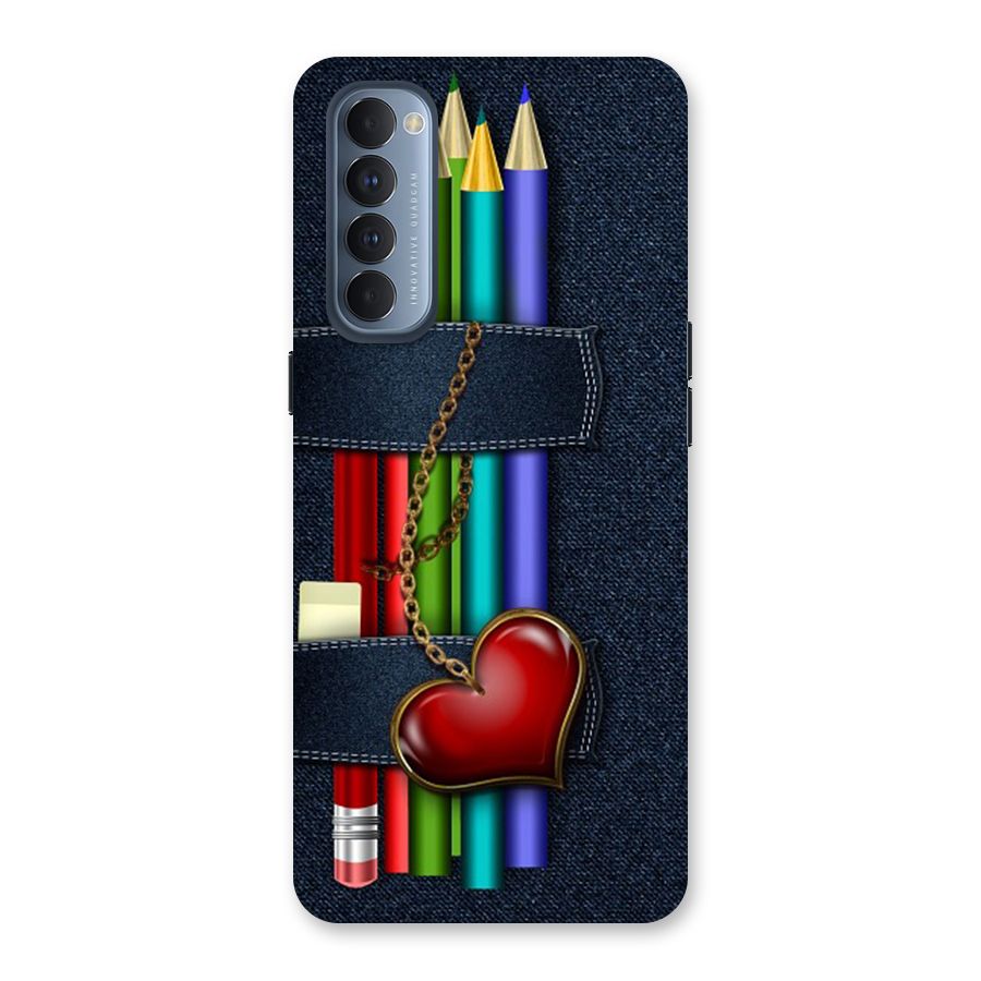 Denim Colorful Pencils Back Case for Reno4 Pro