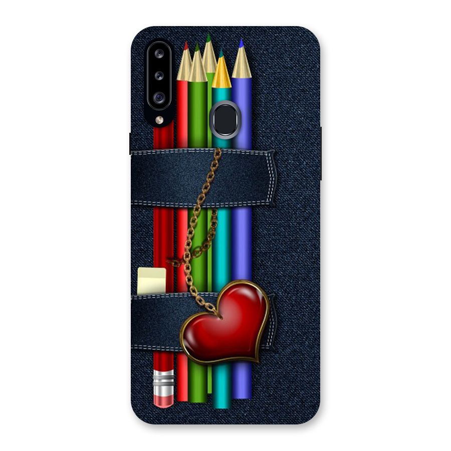 Denim Colorful Pencils Back Case for Samsung Galaxy A20s