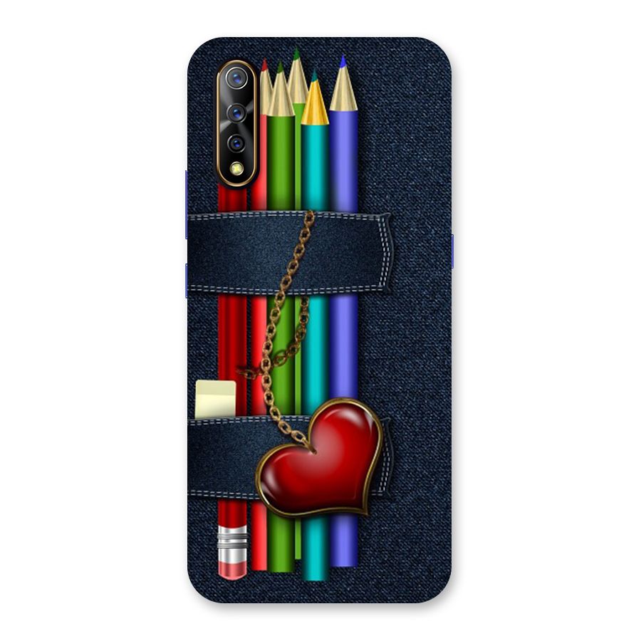 Denim Colorful Pencils Back Case for Vivo S1
