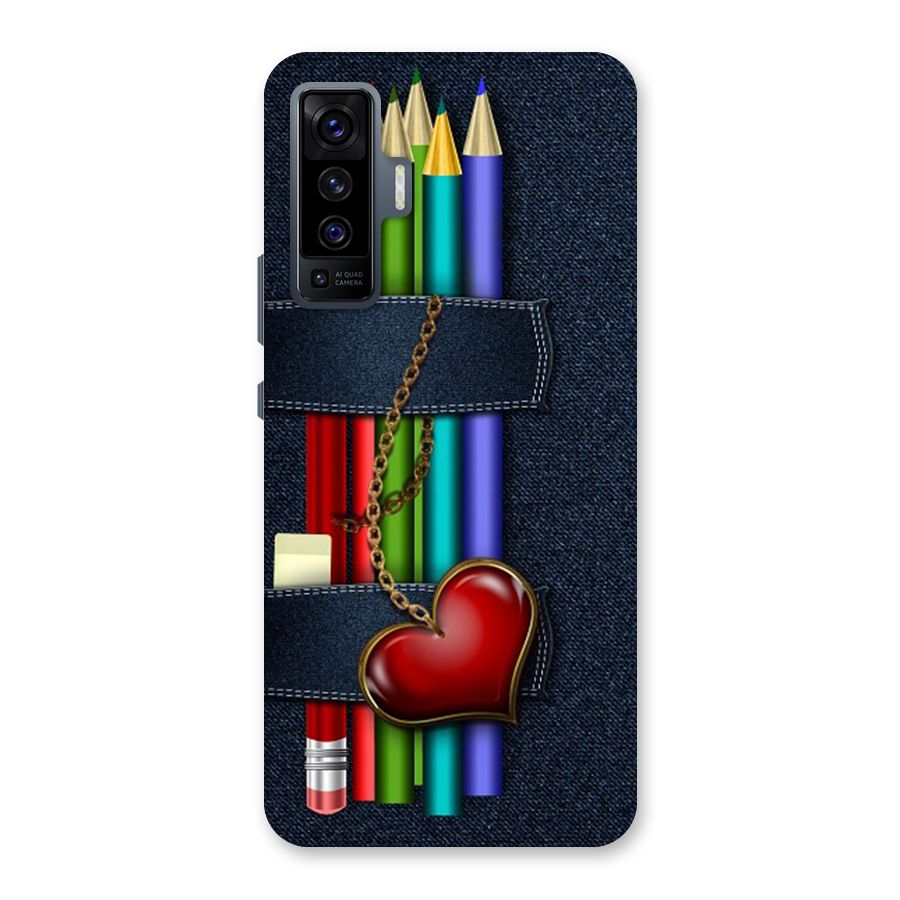 Denim Colorful Pencils Back Case for Vivo X50