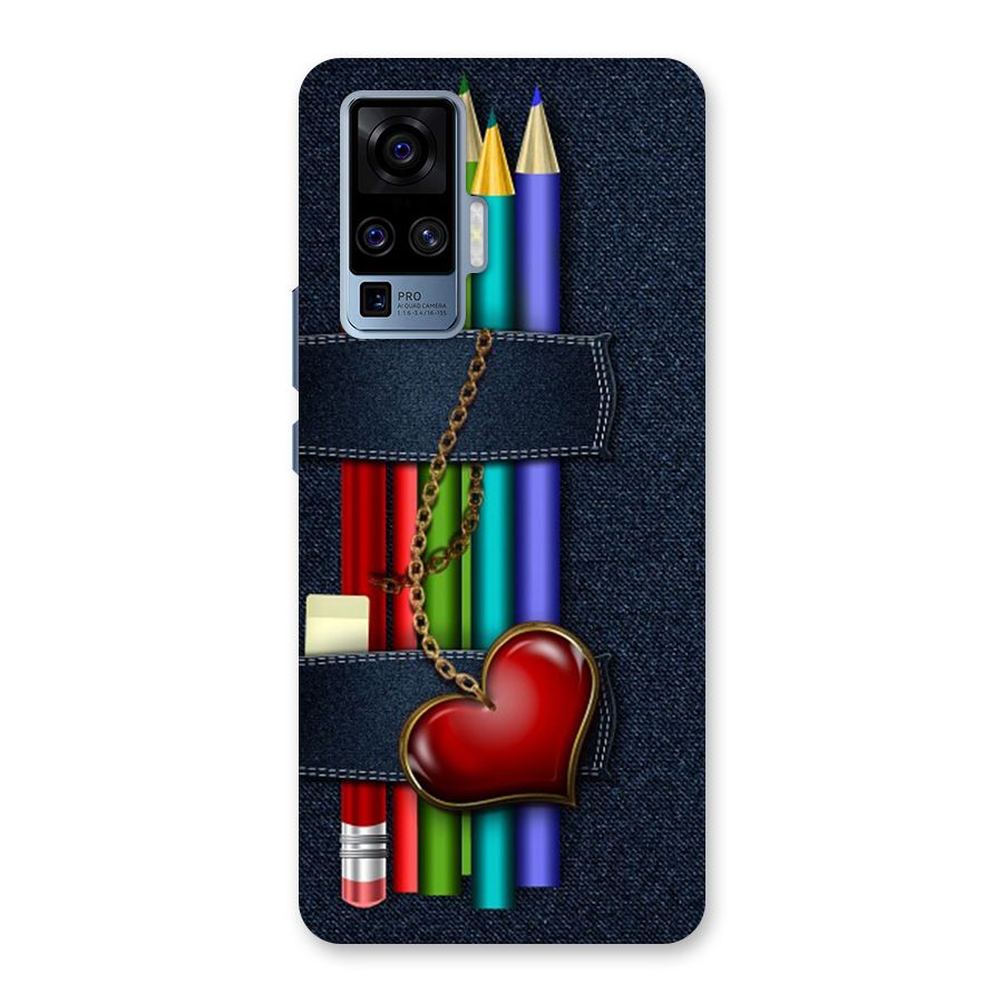 Denim Colorful Pencils Back Case for Vivo X50 Pro