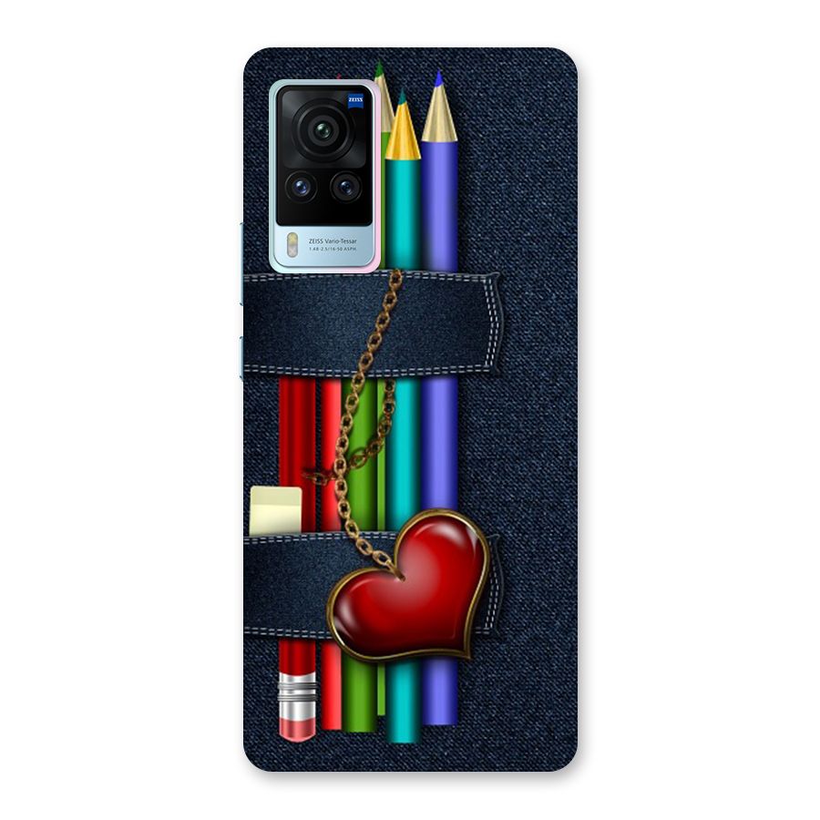 Denim Colorful Pencils Back Case for Vivo X60 Pro