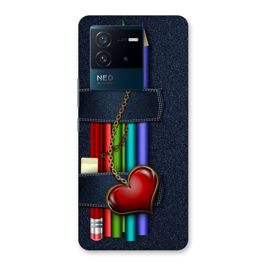 Denim Colorful Pencils Back Case for Vivo iQOO Neo 6 5G