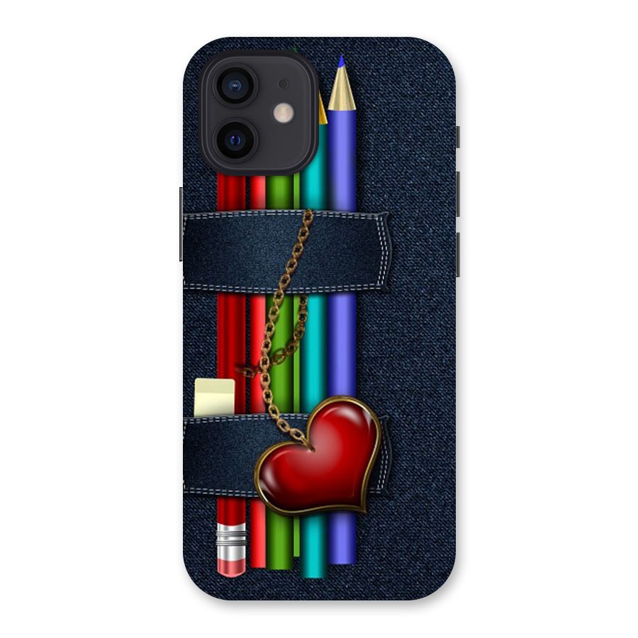 Denim Colorful Pencils Back Case for iPhone 12