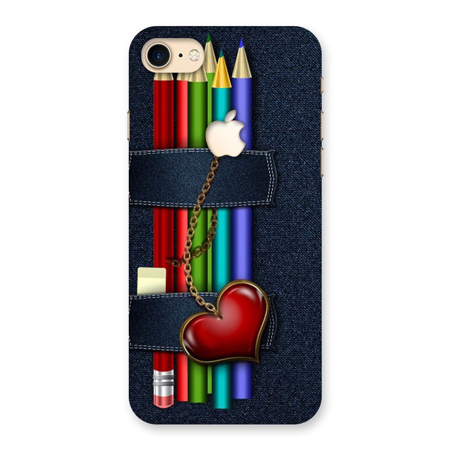 Denim Colorful Pencils Back Case for iPhone 7 Apple Cut