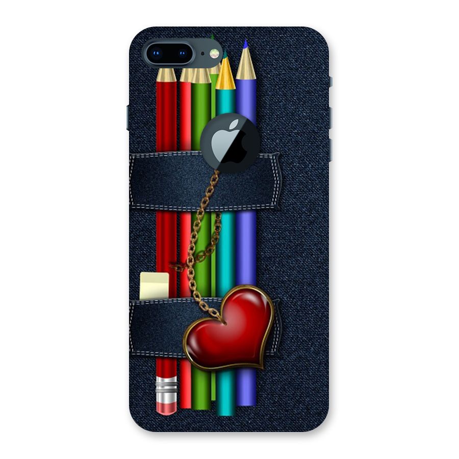 Denim Colorful Pencils Back Case for iPhone 7 Plus Logo Cut