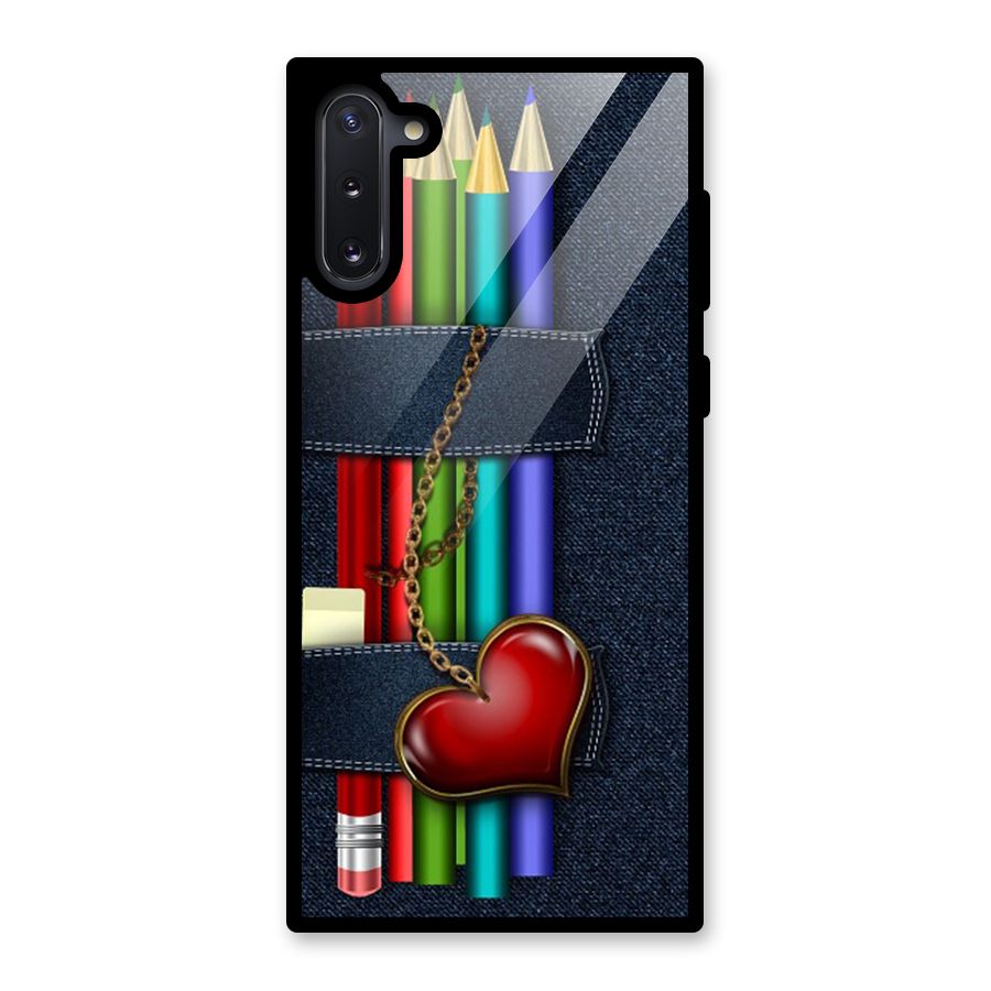 Denim Colorful Pencils Glass Back Case for Galaxy Note 10